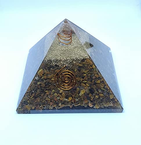 Vibesle Tiger Eye Bonsai עץ אבן חן ופירמידה אורגון גביש | פנג שואי עיצוב בודהה חדר בונסאי שולחן משרד מזל טוב מתנה מתנה